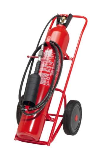 Gloria CF 50/10 – Fahrbarer Kohlendioxid Dauerdruck-Feuerlöscher (Brandklasse B) mit 10 Meter Schlauch, geeignet für den Einsatz an elektrischen Anlagen, frostsicher, EN 1866,